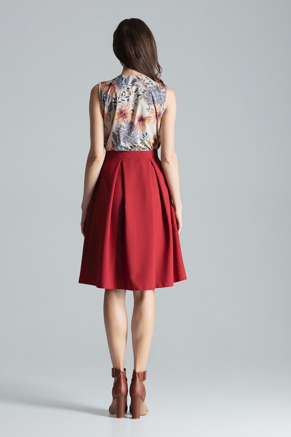 Spódnica Model M675 Bordo - Figl135787 - Czerwony - obrazek 3
