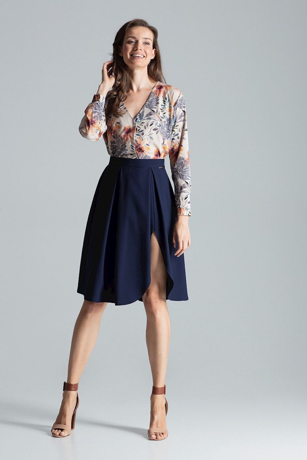 Spódnica Model M675 Navy - Figl135790 - Granatowy - obrazek 2