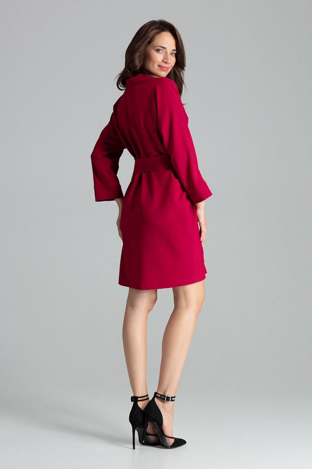 Sukienka Model L058 Bordo - Lenitif135878 - Czerwony - obrazek 3