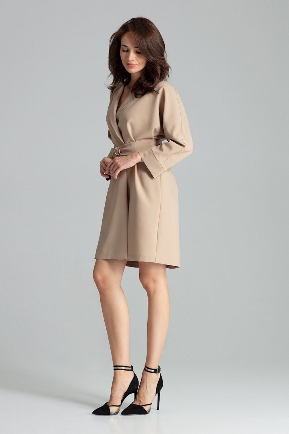 Sukienka Model L058 Beige - Lenitif135879 - Beżowy - obrazek 2
