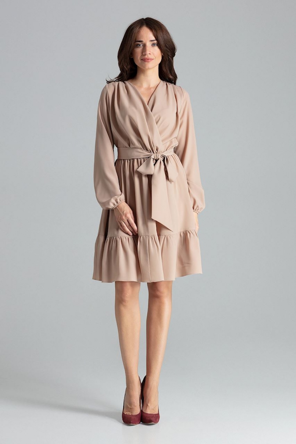 Sukienka Model L053 Beige - Lenitif135897 - Beżowy