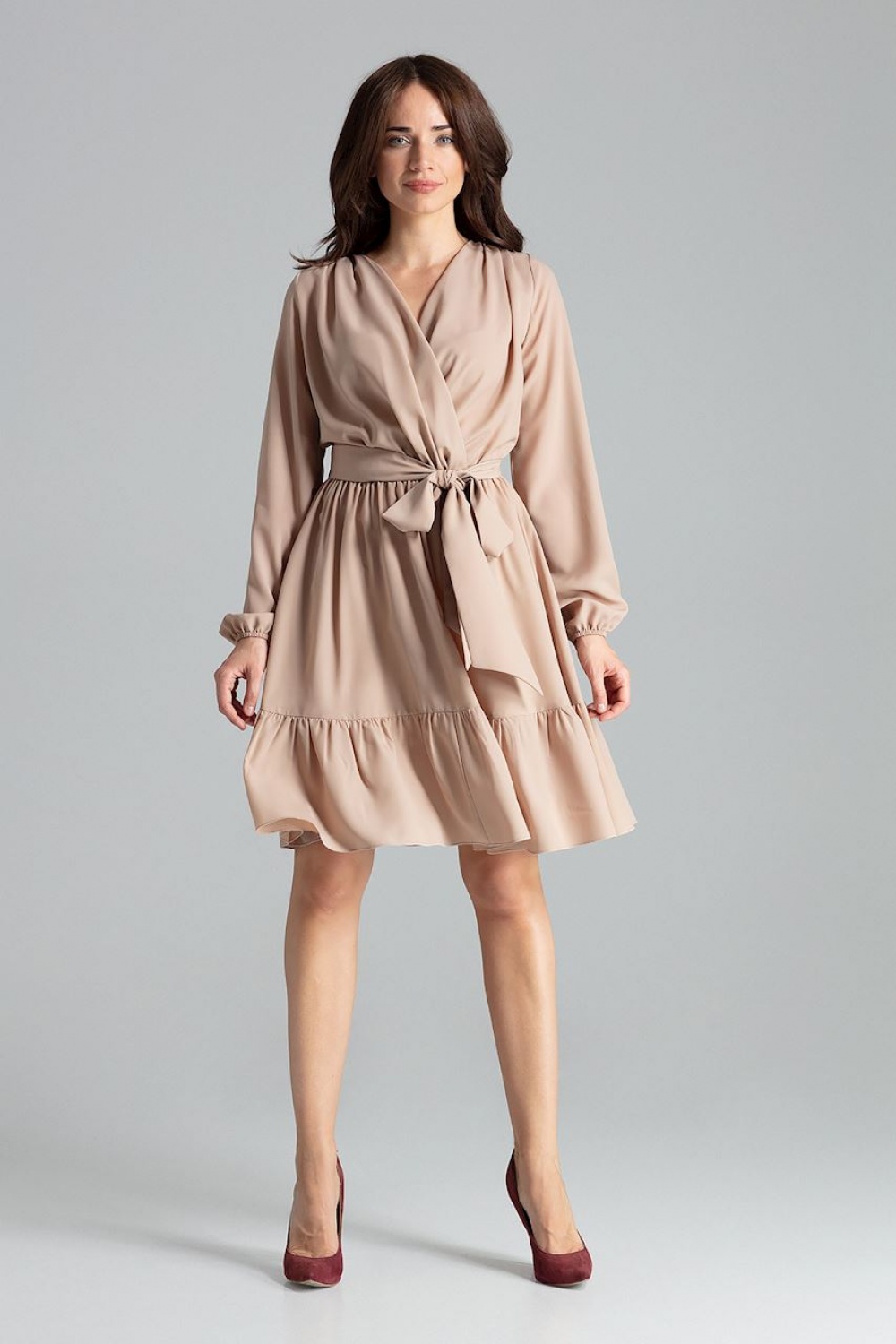 Sukienka Model L053 Beige - Lenitif135897 - Beżowy - obrazek 2
