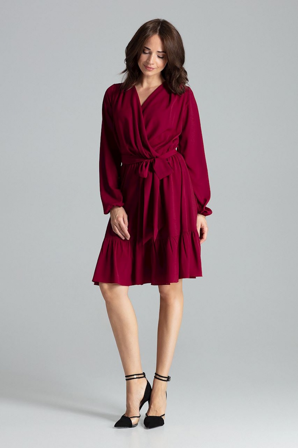 Sukienka Model L053 Bordo - Lenitif135899 - Czerwony - obrazek 2