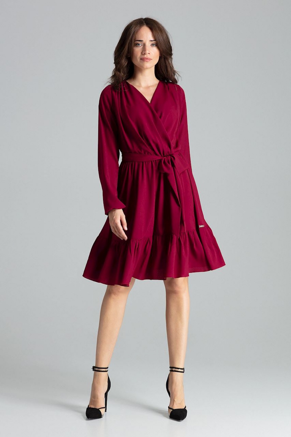 Sukienka Model L053 Bordo - Lenitif135899 - Czerwony - obrazek 4
