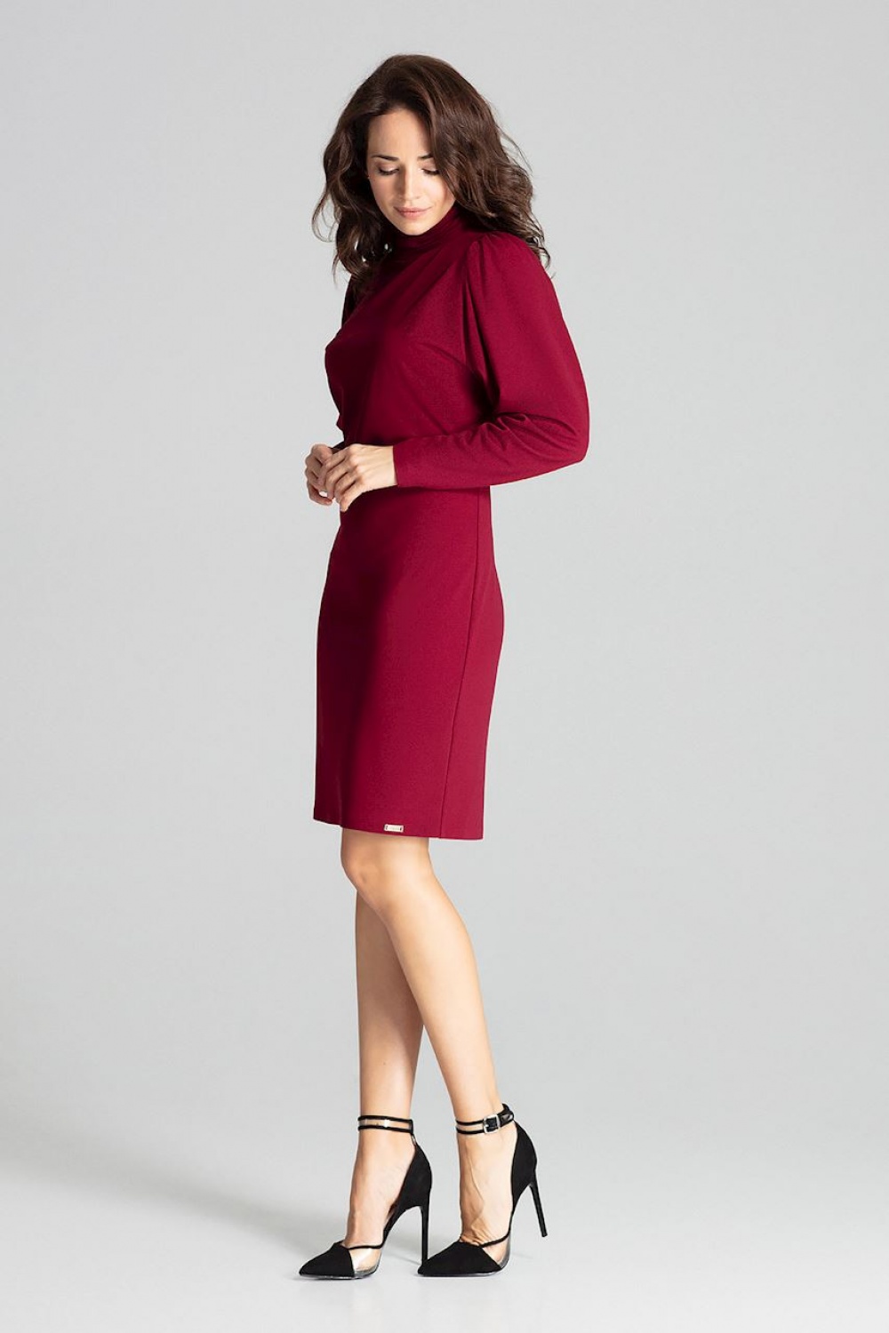 Sukienka Model L064 Bordo - Lenitif139368 - Czerwony - obrazek 4