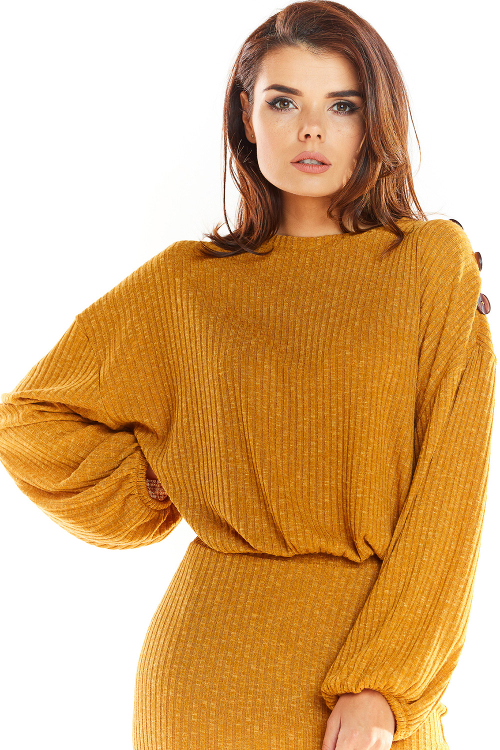 Sweter Damski Model A318 Camel - awama139512 - Brązowy