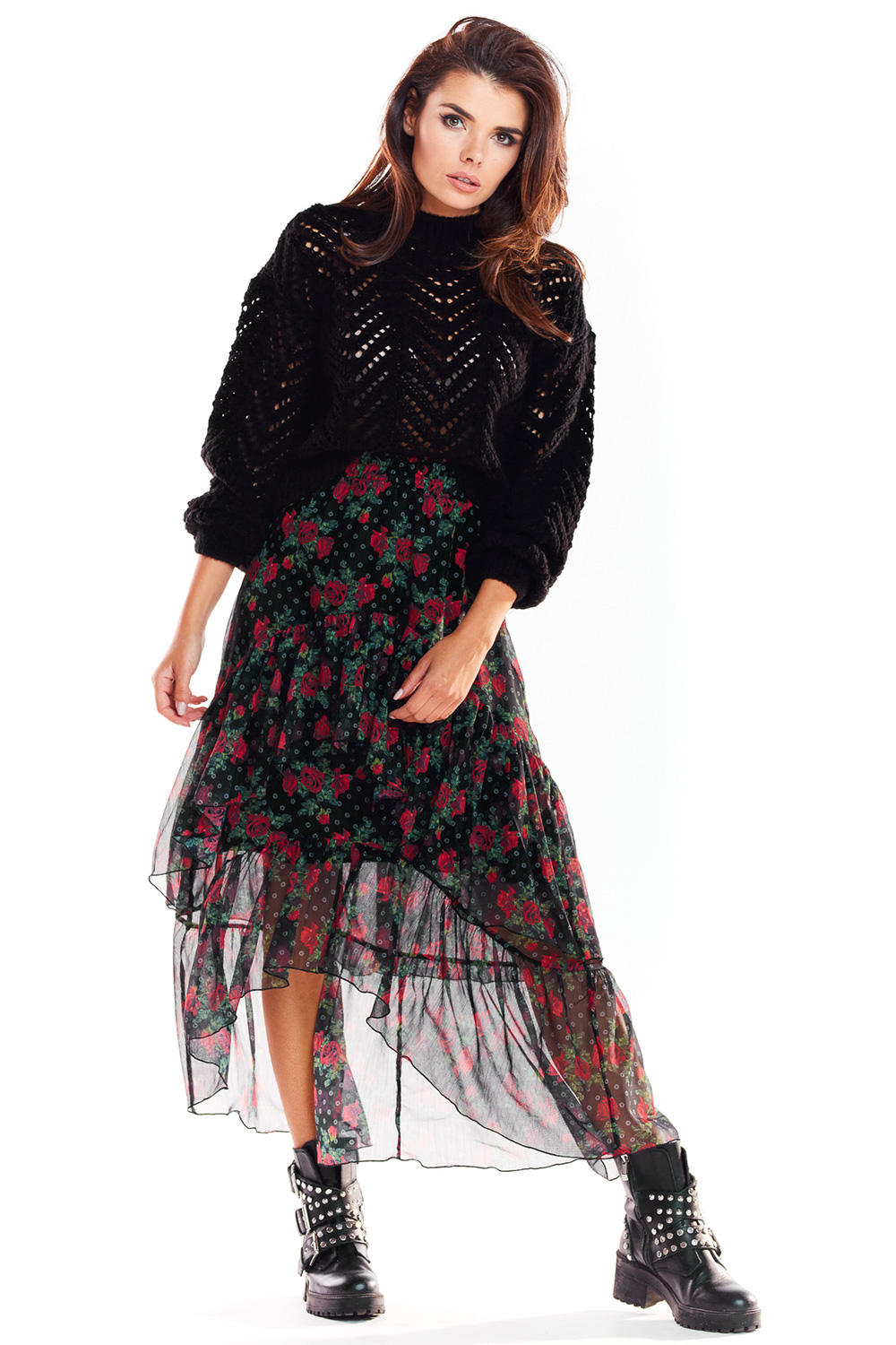 Spódnica Model A331 Wzór 1 - awama139551 - Czarny - obrazek 2