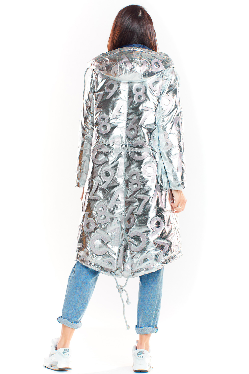 Płaszcz Damski Model A339 Silver - awama139561 - Szary - obrazek 3