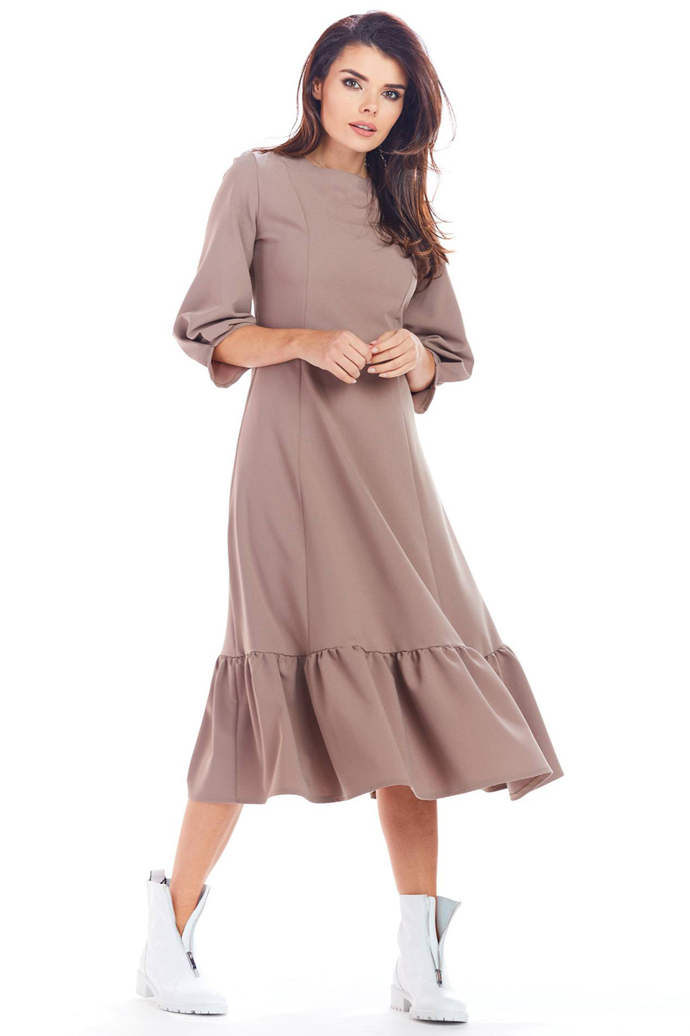 Sukienka Model A345 Cappuccino - awama139573 - Beżowy