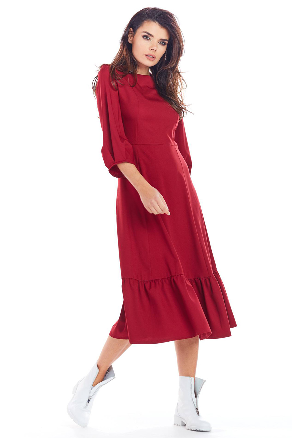 Sukienka Model A345 Bordo - awama139574 - Czerwony