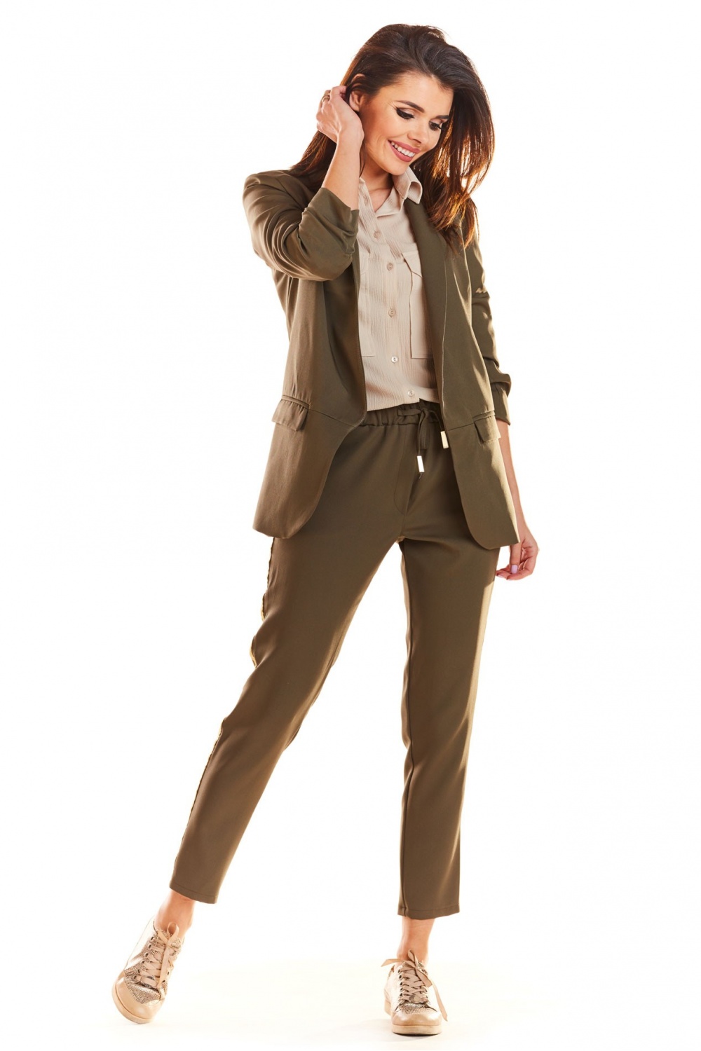 Spodnie Damskie Model A270 Khaki - awama140004 - Zielony