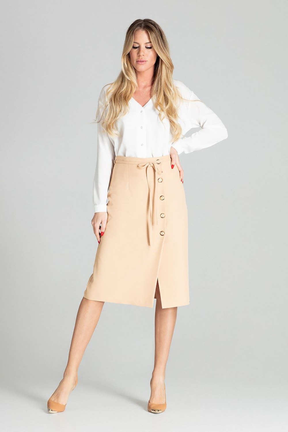 Spódnica Model M697 Beige - Figl141760 - Beżowy - obrazek 4