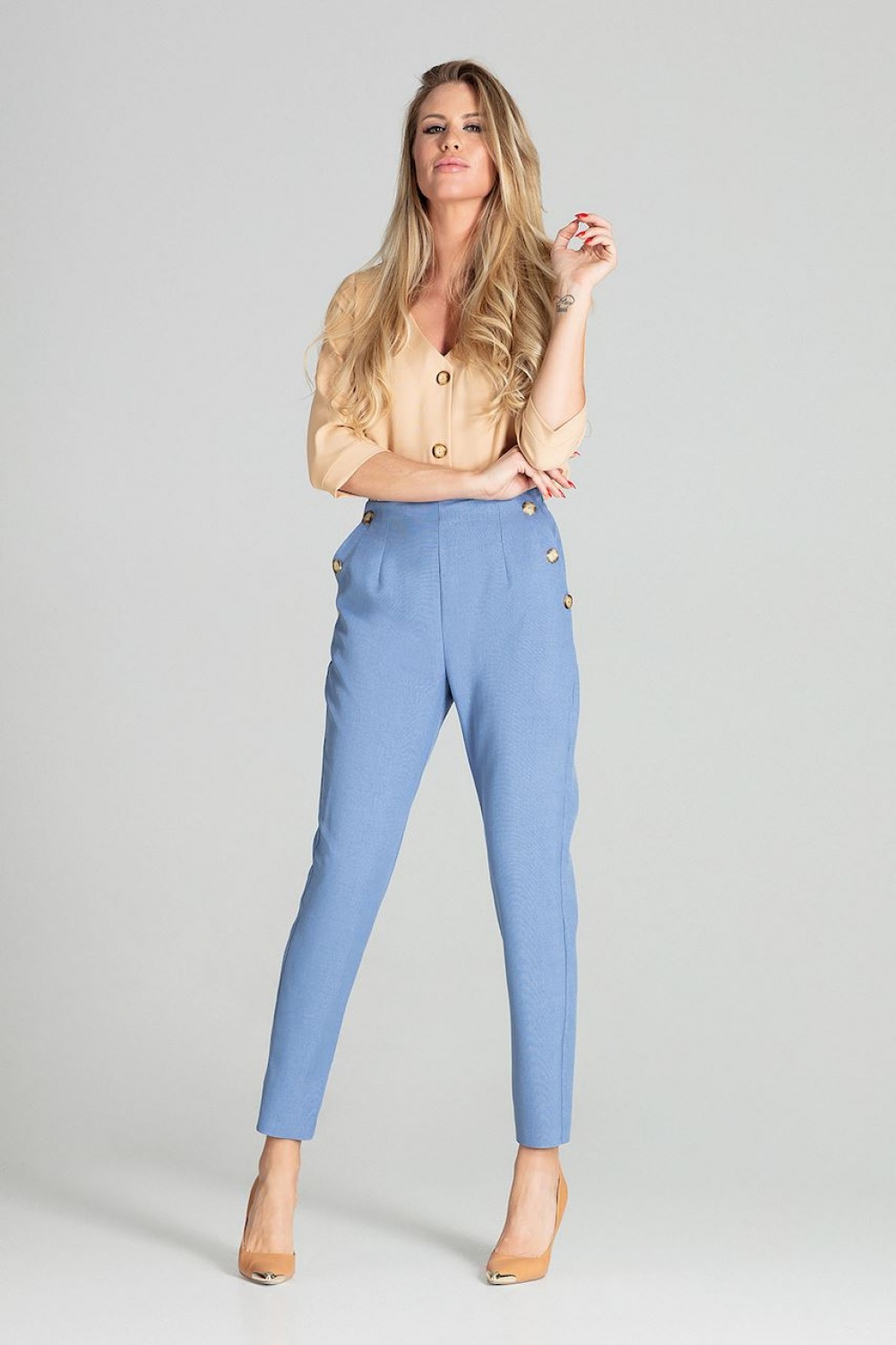 Spodnie Damskie Model M696 Blue - Figl141763 - Niebieski