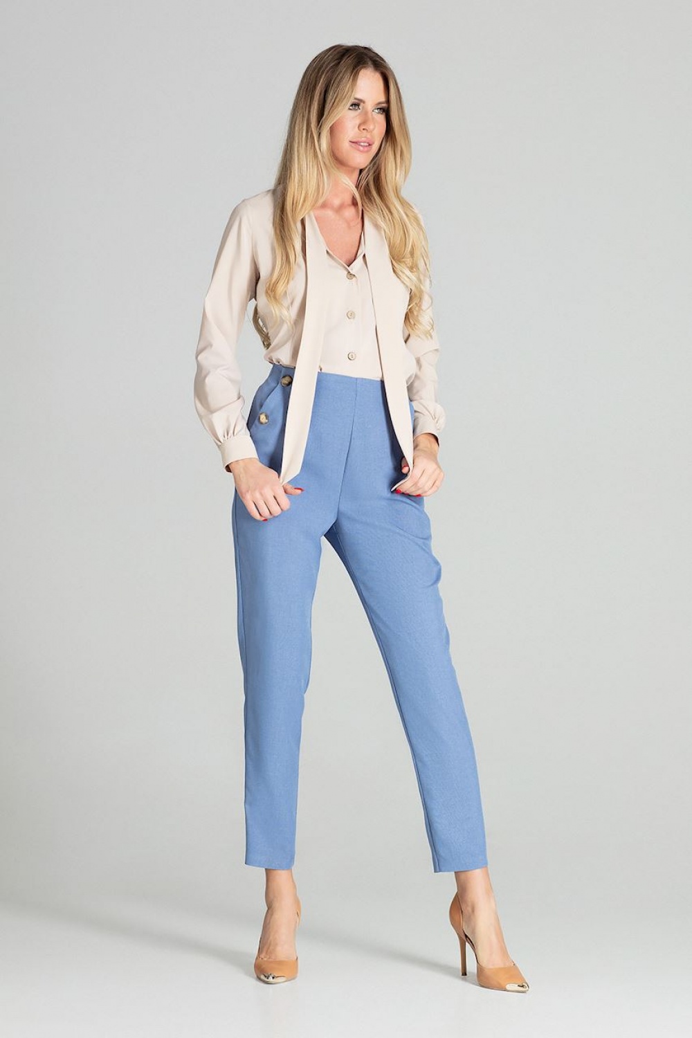 Spodnie Damskie Model M696 Blue - Figl141763 - Niebieski - obrazek 2