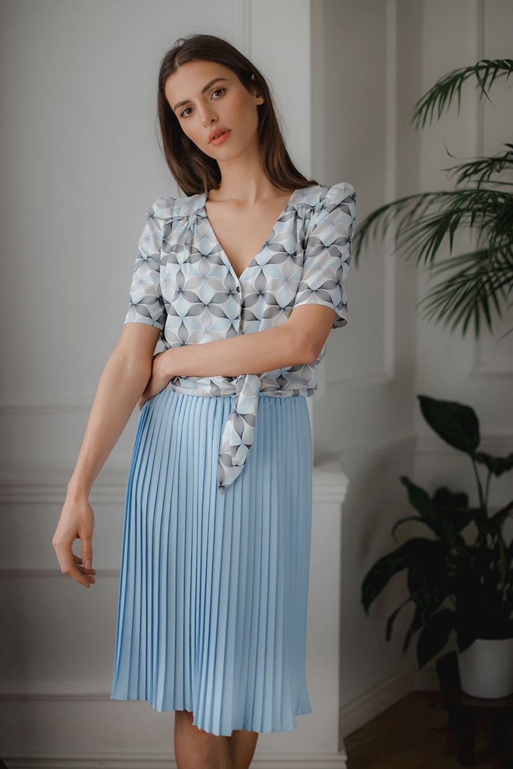 Spódnica Model L078 Blue - Lenitif143918 - Niebieski