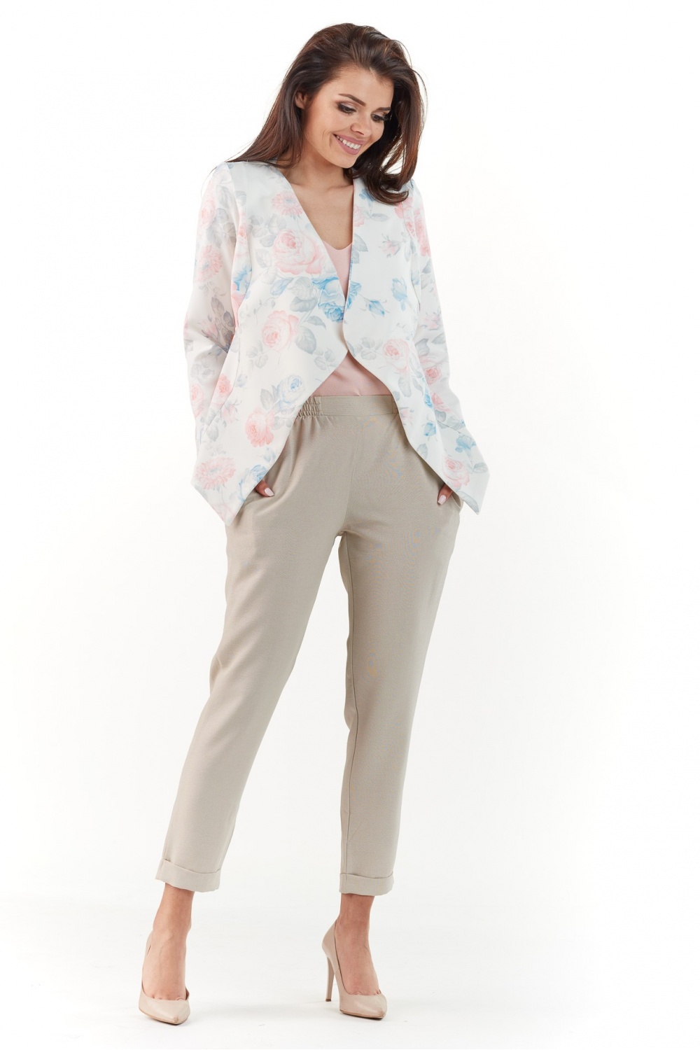 Żakiet Model A223 Flowers Pastel - awama144687 - Biały