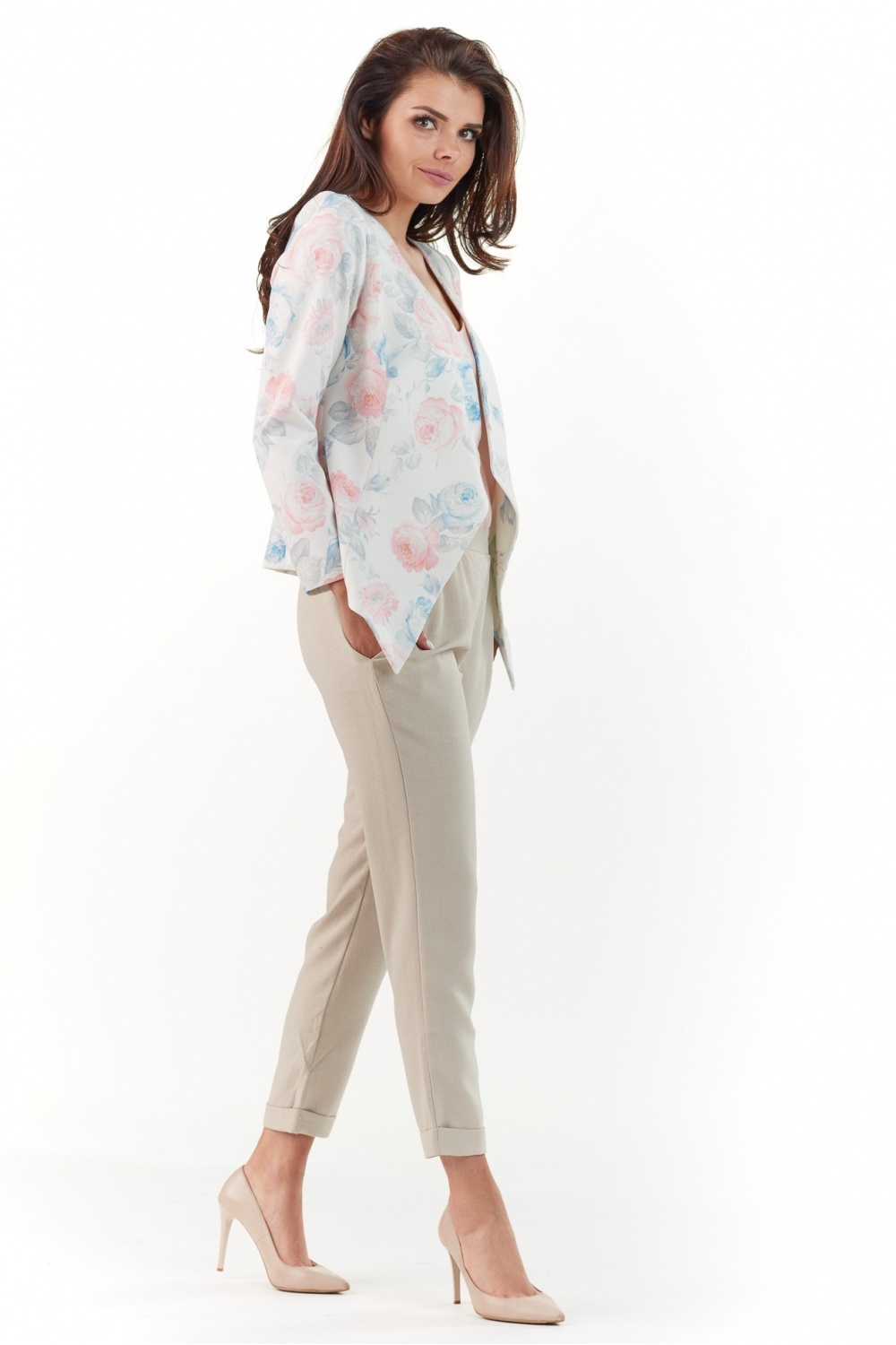Żakiet Model A223 Flowers Pastel - awama144687 - Biały - obrazek 2