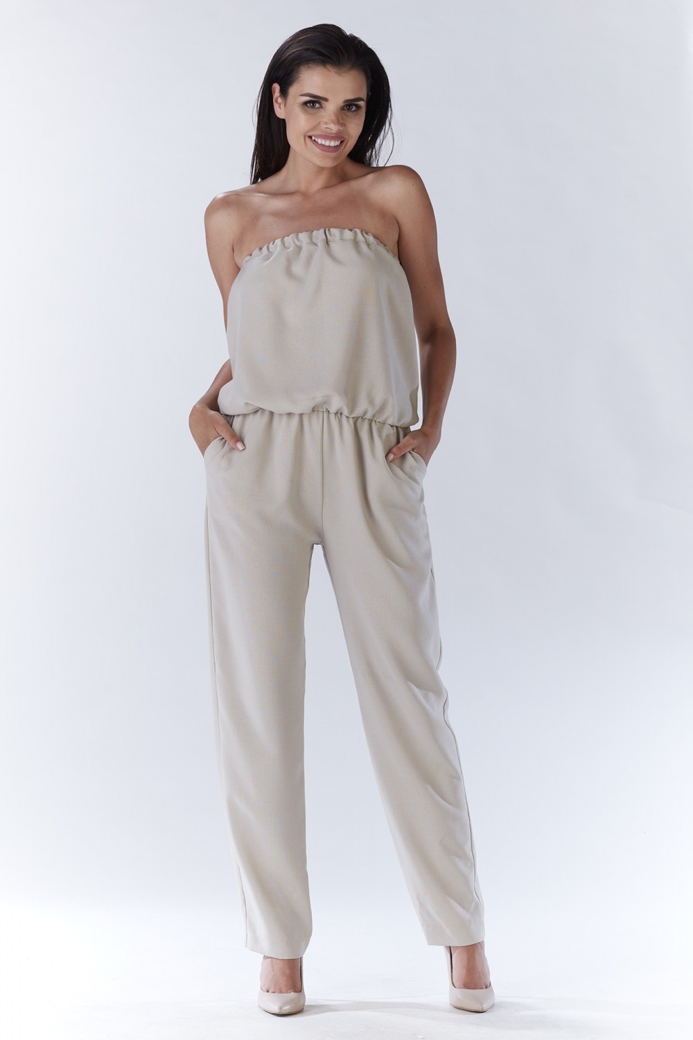 Kombinezon Damski Model A182 Beige - awama144700 - Beżowy