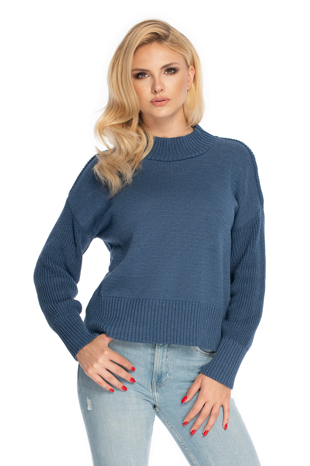 Sweter Damski Model 70035 Denim Jeans - PeeKaBoo146914 - Niebieski