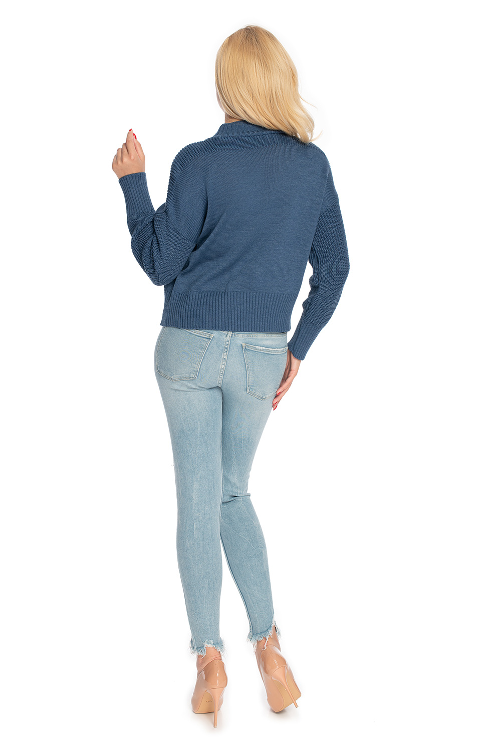 Sweter Damski Model 70035 Denim Jeans - PeeKaBoo146914 - Niebieski - obrazek 3