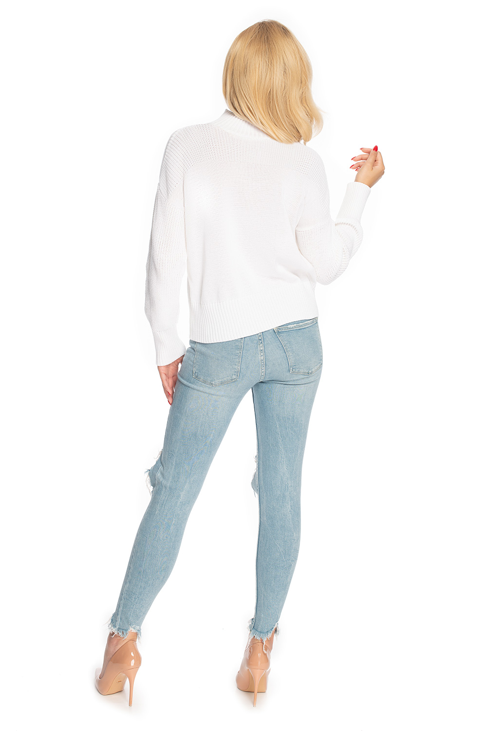 Sweter Damski Model 70035 Denim Cream - PeeKaBoo146913 - Beżowy - obrazek 3