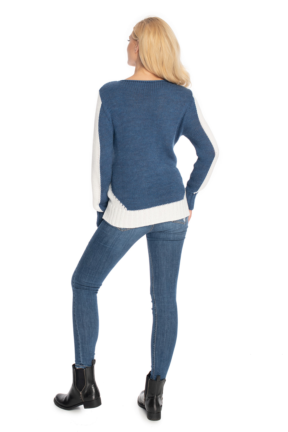 Sweter Damski Model 70038 Jeans - PeeKaBoo147497 - Niebieski - obrazek 3