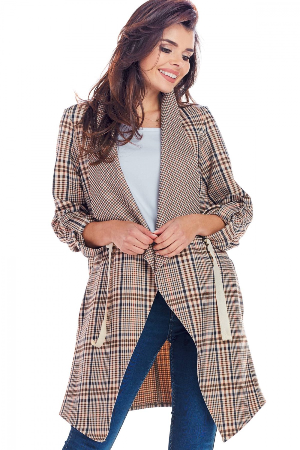 Narzutka Model A366 Brown Krata - awama148984 - Brązowy