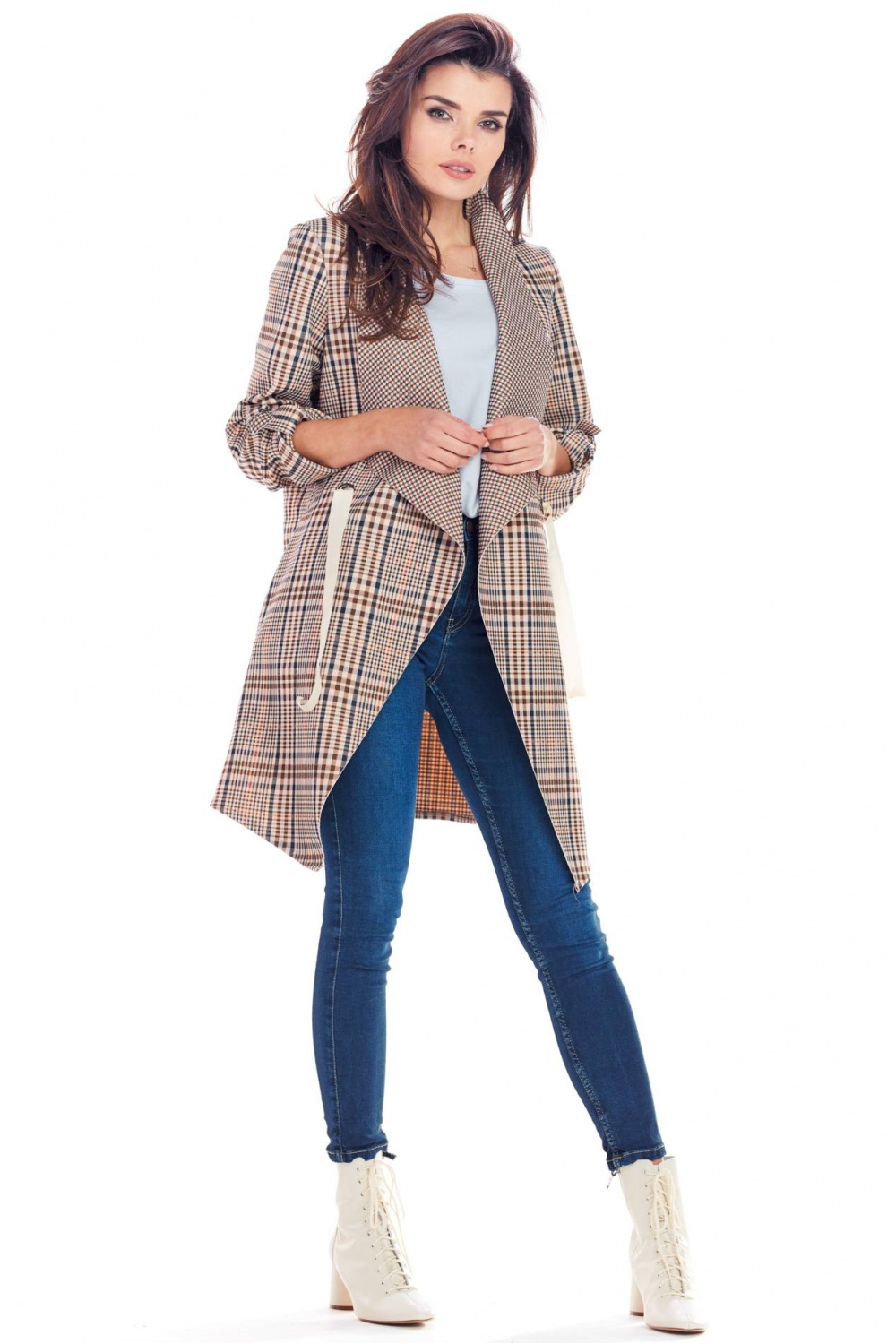 Narzutka Model A366 Brown Krata - awama148984 - Brązowy - obrazek 2