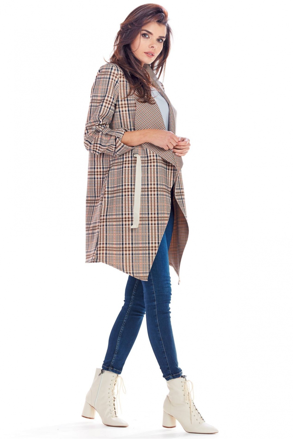 Narzutka Model A366 Brown Krata - awama148984 - Brązowy - obrazek 3