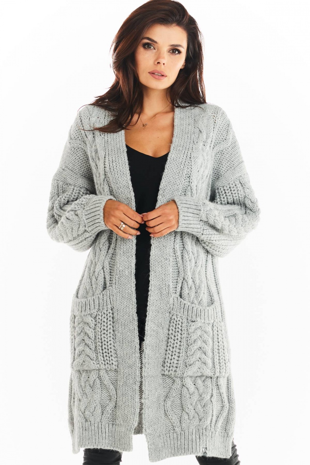 Sweter Kardigan Model A393 Grey - awama149729 - Szary