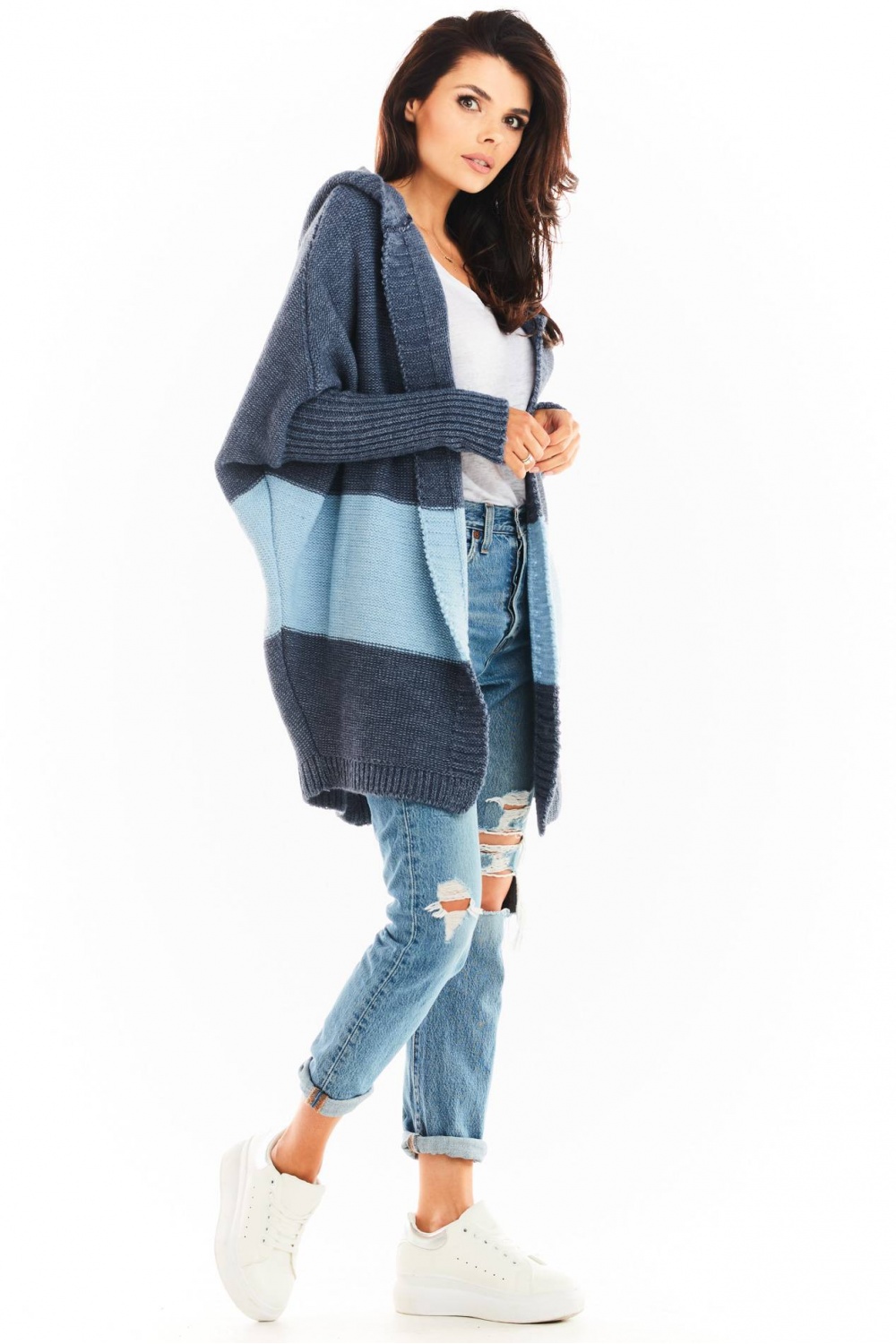 Sweter Kardigan Model A392 Navy - awama149731 - Granatowy - obrazek 3