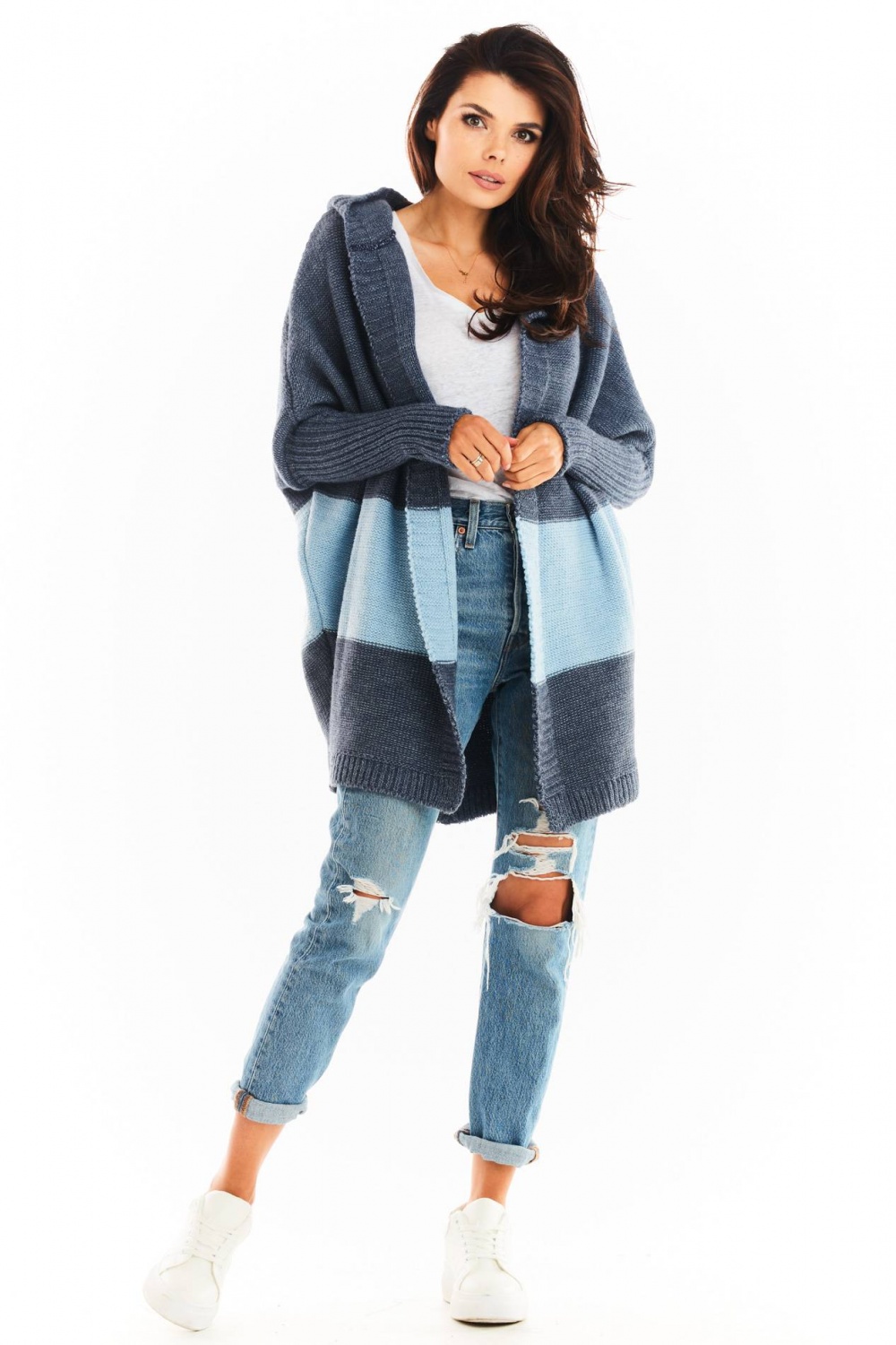 Sweter Kardigan Model A392 Navy - awama149731 - Granatowy - obrazek 4