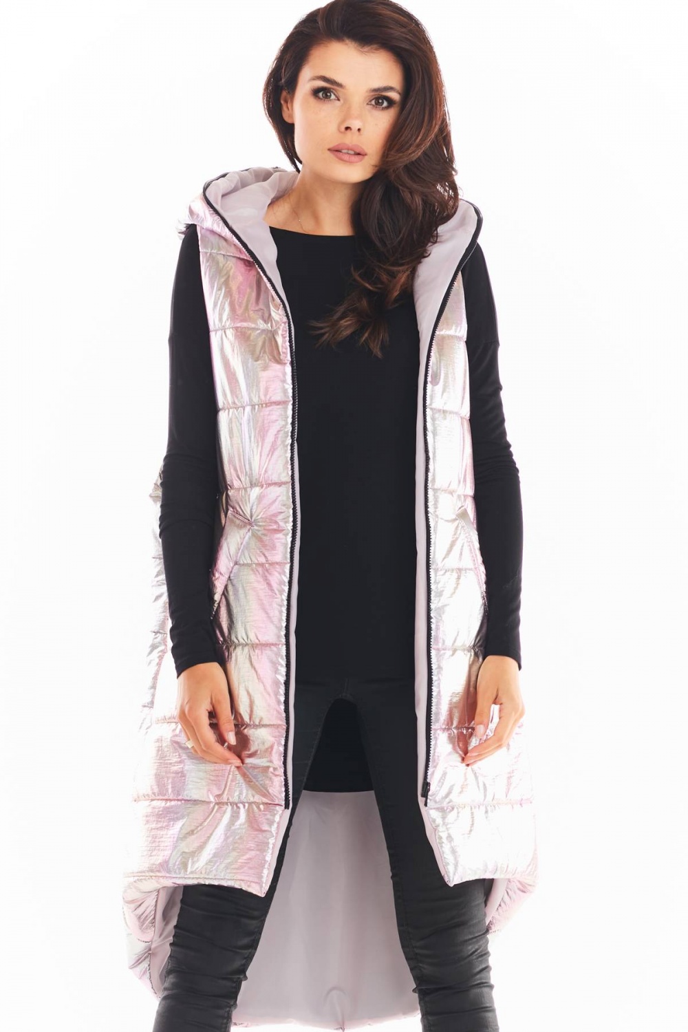 Kamizelka Damska Model A386 Pink Holo - awama149753 - Różowy