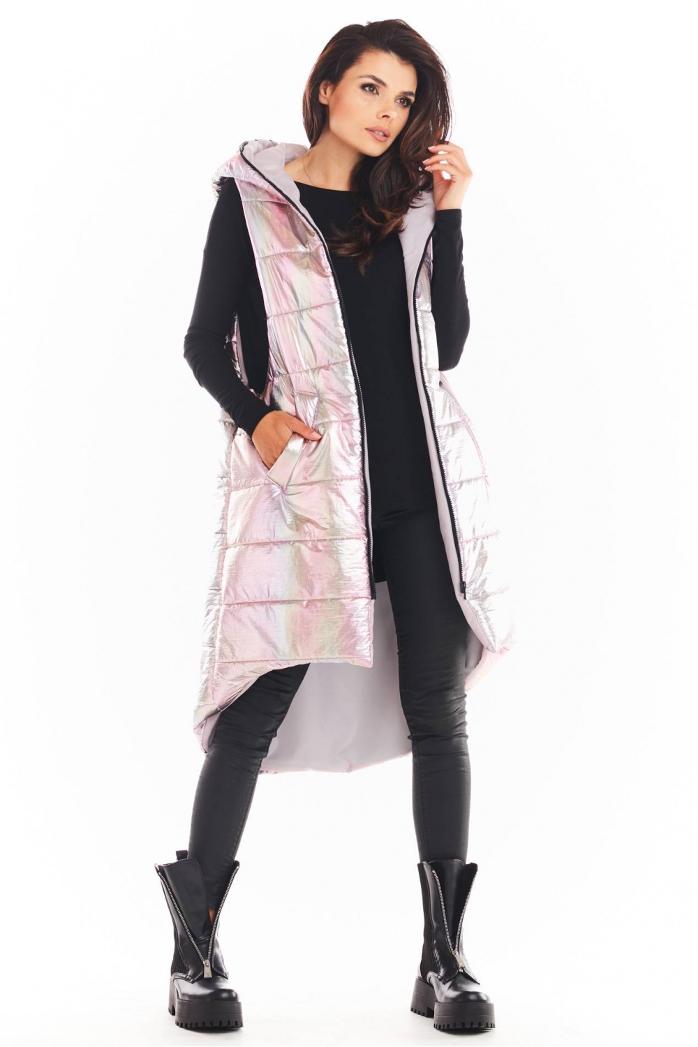 Kamizelka Damska Model A386 Pink Holo - awama149753 - Różowy - obrazek 4