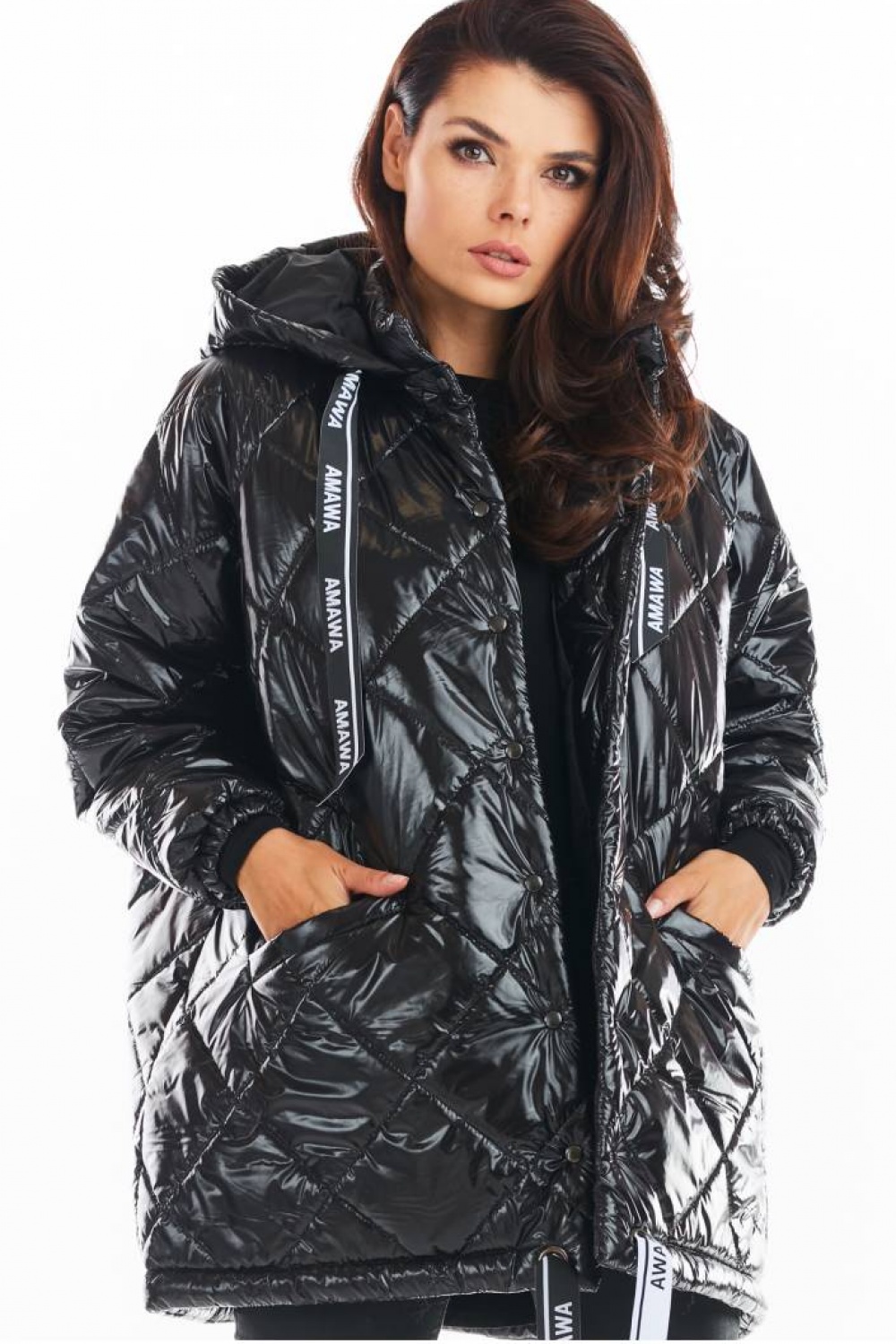 Kurtka Damska Model A385 Black Pikówka - awama149754 - Czarny