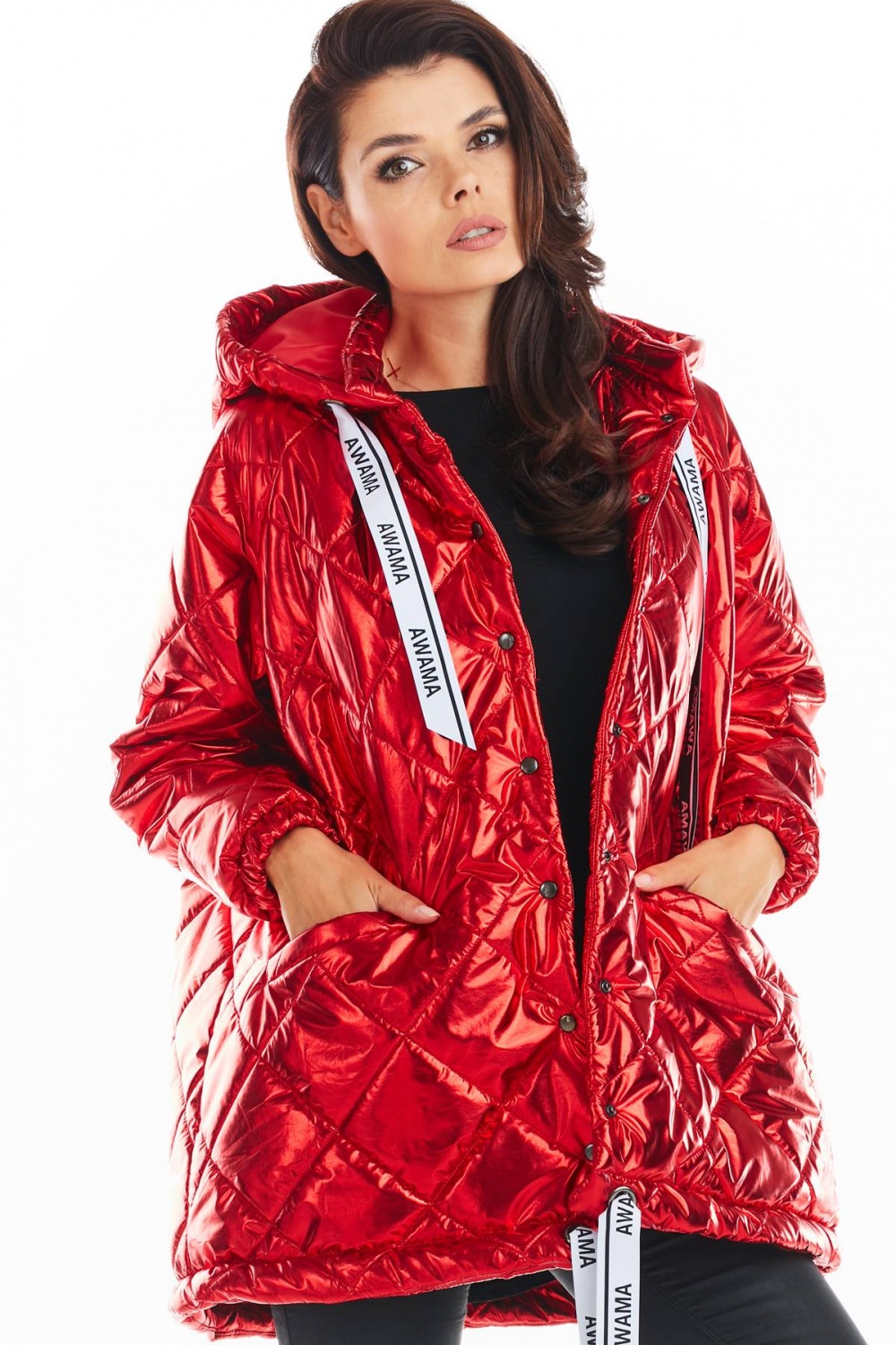 Kurtka Damska Model A385 Red Pikówka - awama149756 - Czerwony