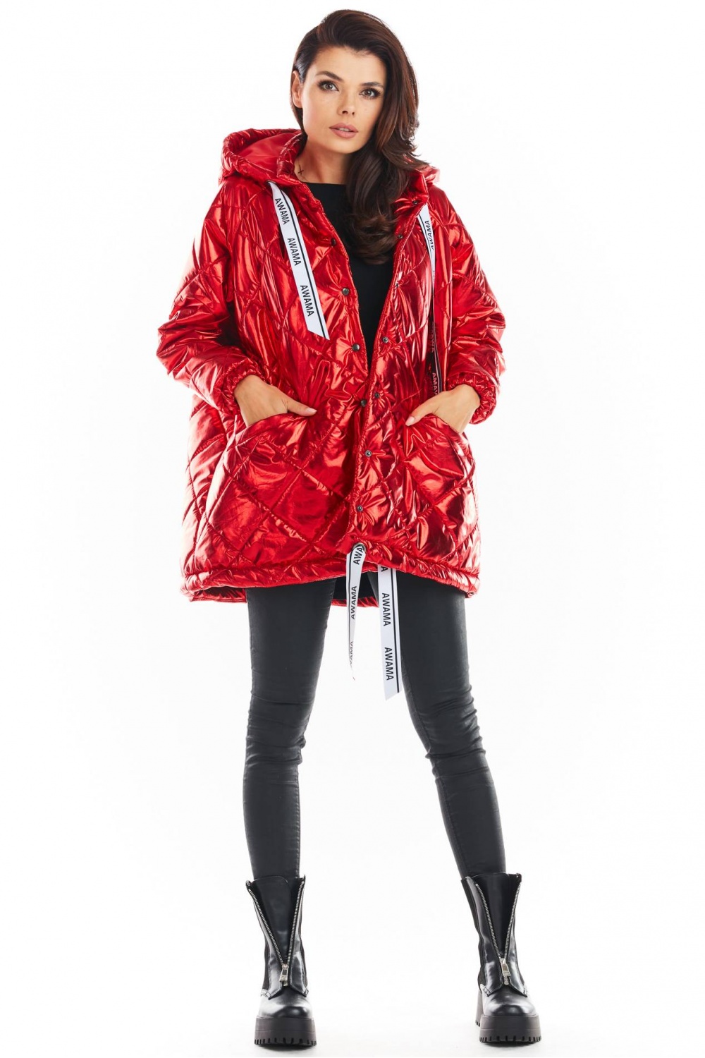 Kurtka Damska Model A385 Red Pikówka - awama149756 - Czerwony - obrazek 2