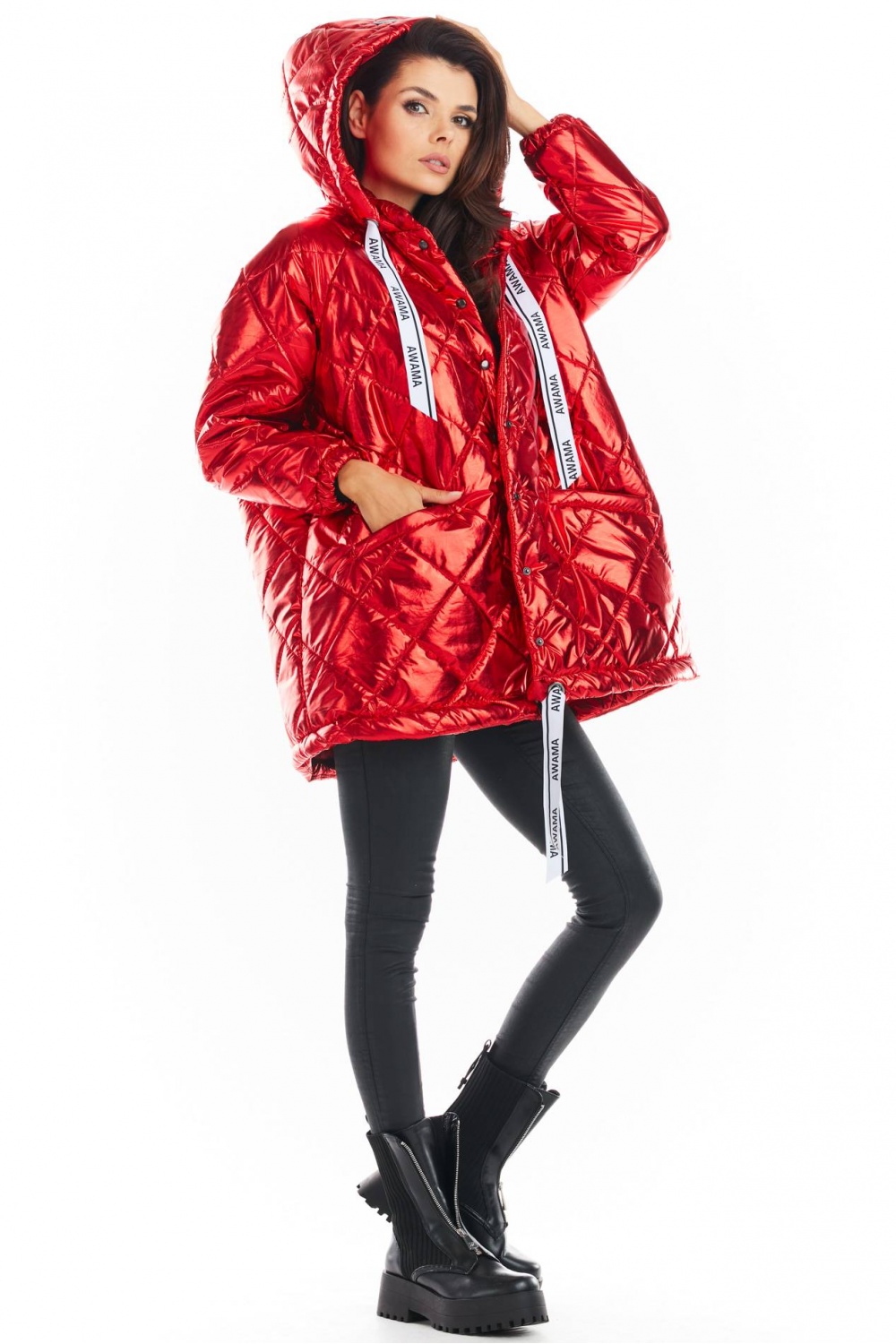 Kurtka Damska Model A385 Red Pikówka - awama149756 - Czerwony - obrazek 4