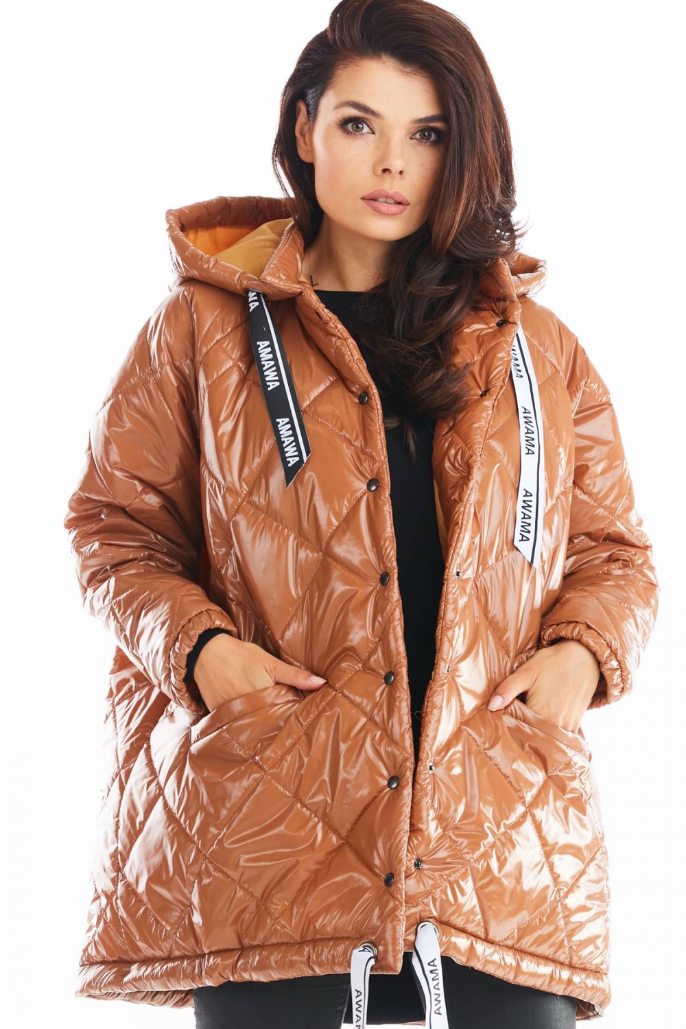 Kurtka Damska Model A385 Beige Pikówka - awama149757 - Beżowy