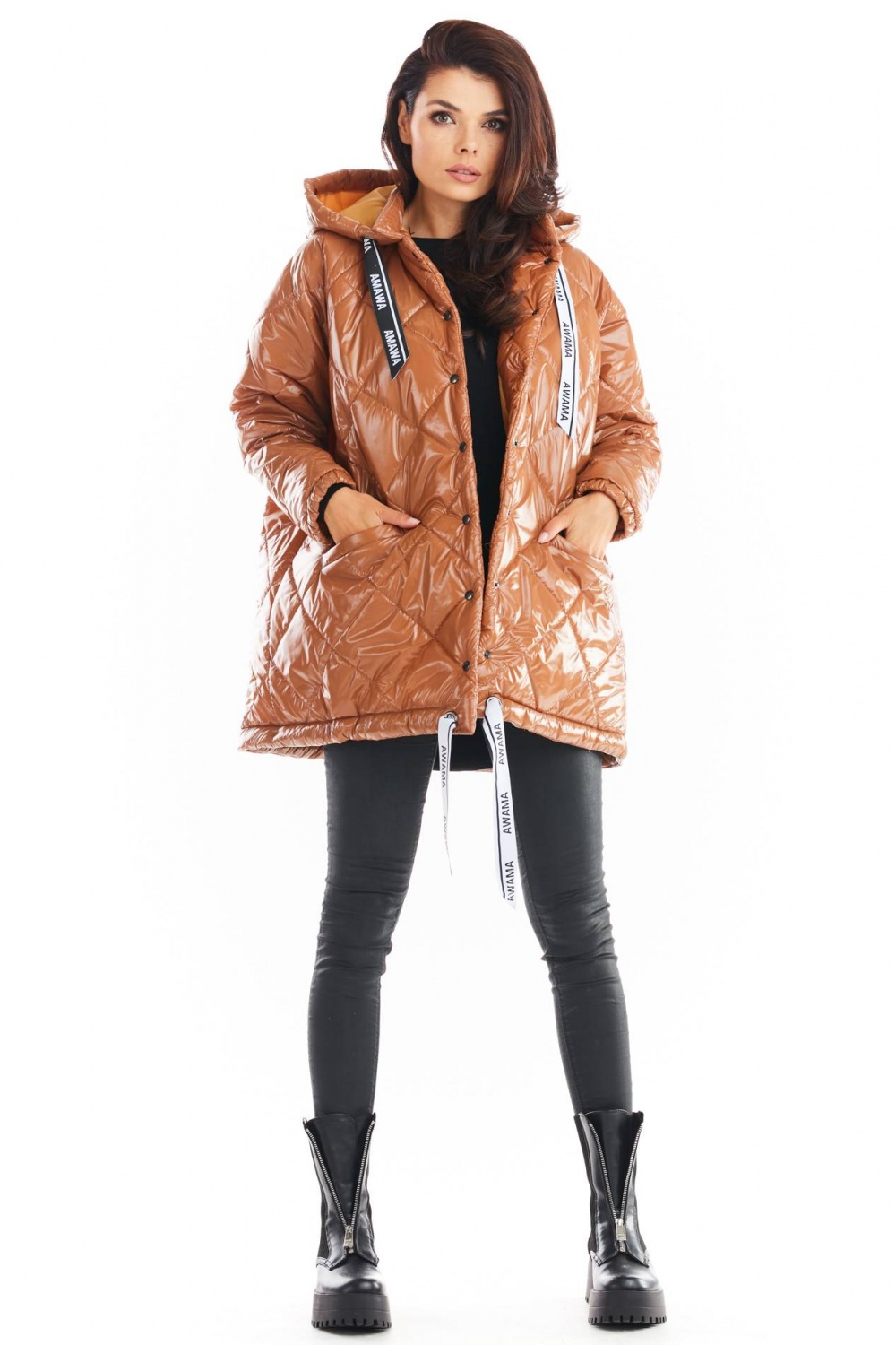 Kurtka Damska Model A385 Beige Pikówka - awama149757 - Beżowy - obrazek 2