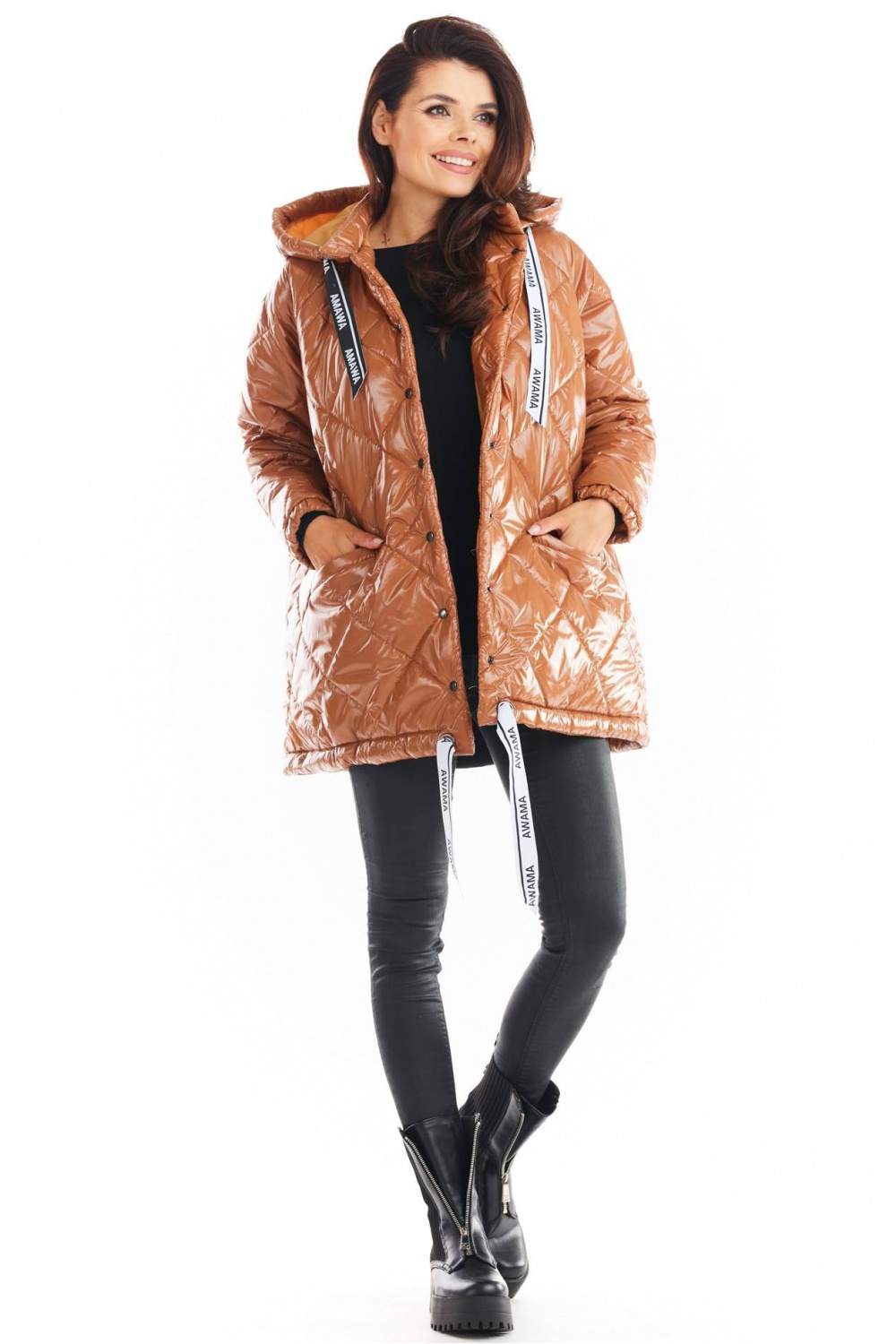 Kurtka Damska Model A385 Beige Pikówka - awama149757 - Beżowy - obrazek 4