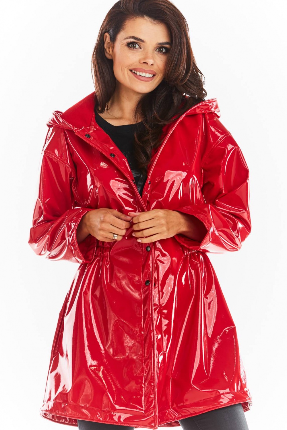 Płaszcz Damski Model A381 Red Lateks - awama149760 - Czerwony