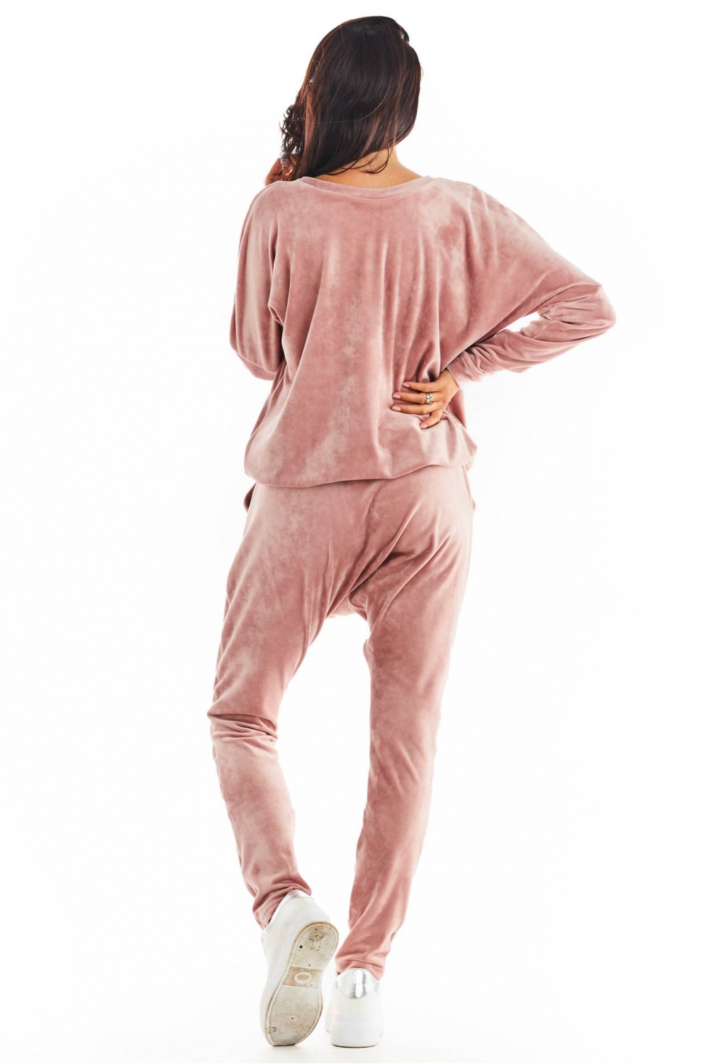 Spodnie Damskie Model A377 Pink Welur - awama149777 - Różowy - obrazek 3