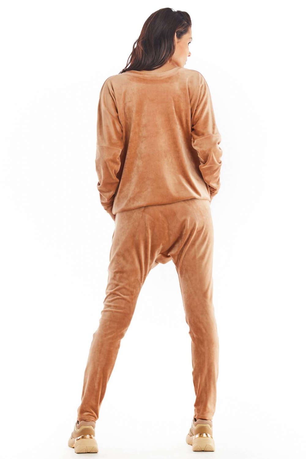 Spodnie Damskie Model A377 Beige Welur - awama149779 - Beżowy - obrazek 3