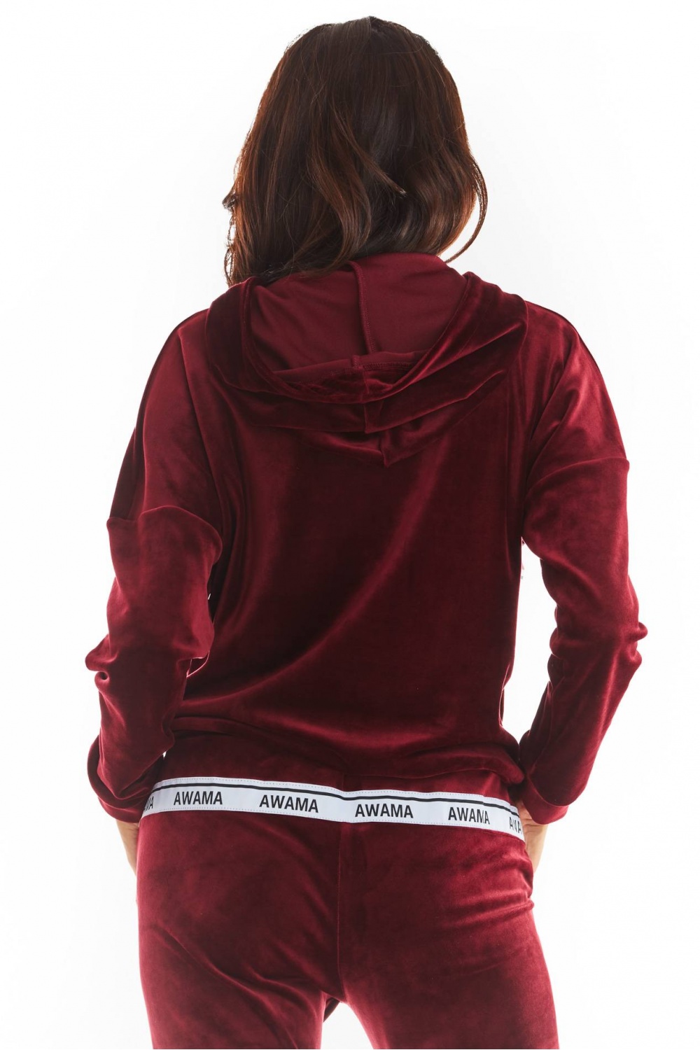 Bluza Damska Model A371 Bordo Welur - awama149789 - Czerwony - obrazek 3