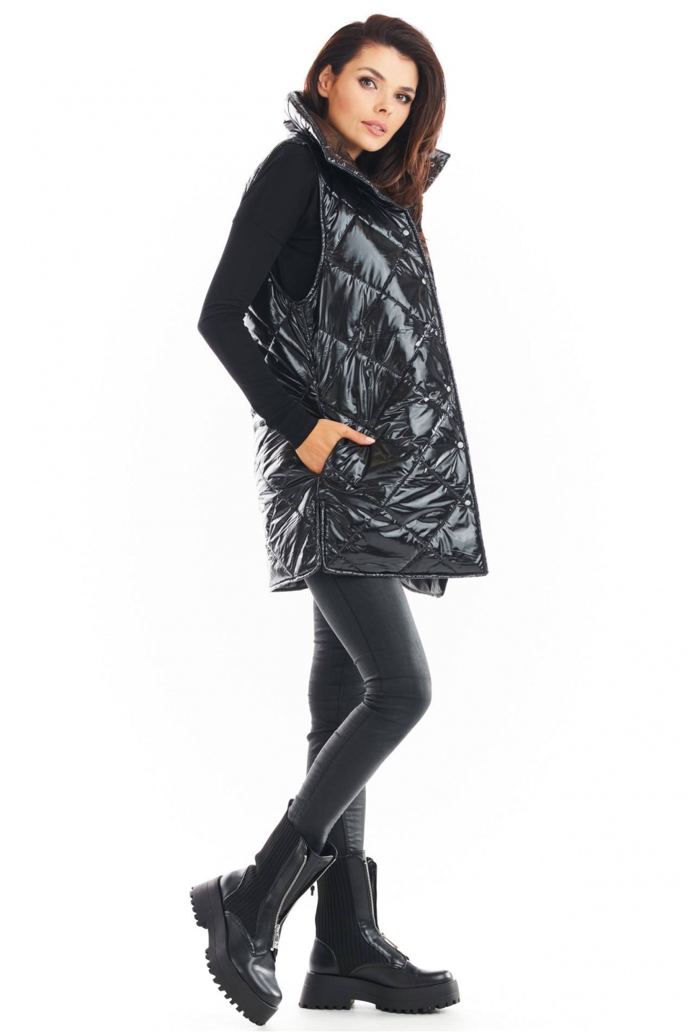 Kamizelka Damska Model A383 Black Pikówka - awama149796 - Czarny - obrazek 3