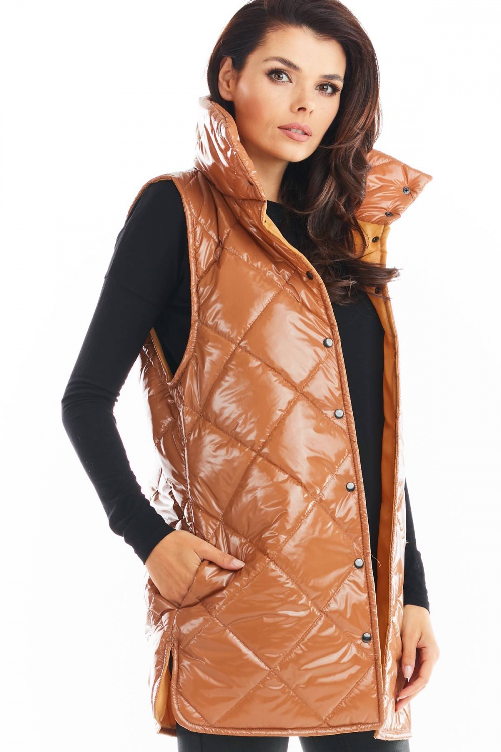 Kamizelka Damska Model A383 Beige Pikówka - awama149798 - Beżowy