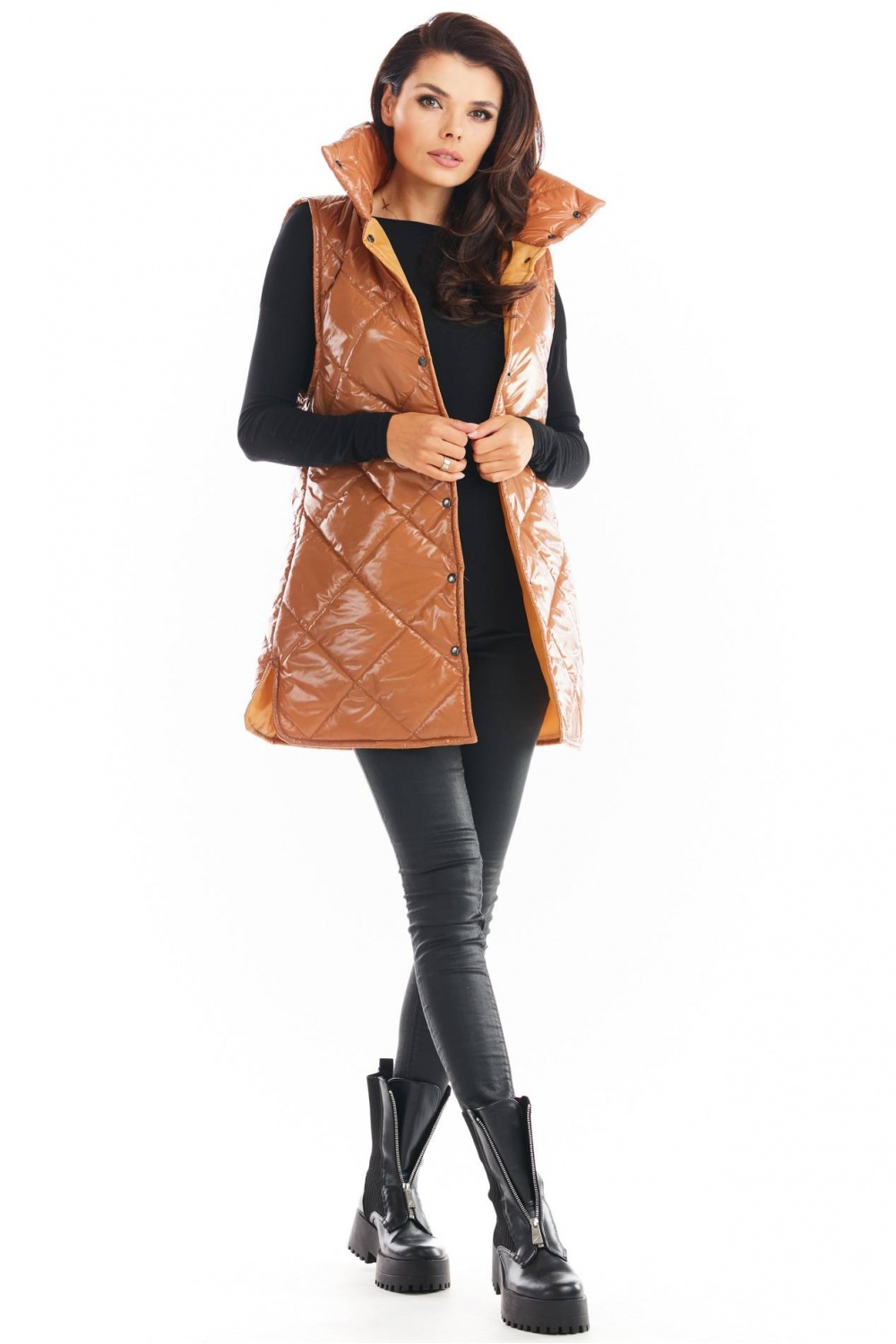 Kamizelka Damska Model A383 Beige Pikówka - awama149798 - Beżowy - obrazek 4