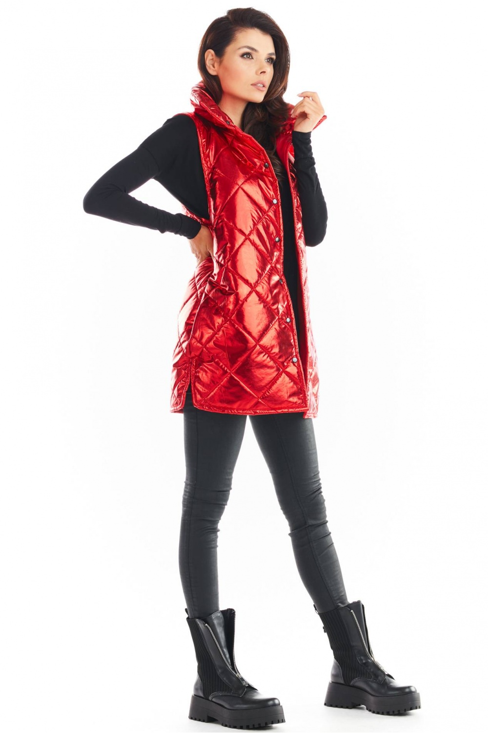 Kamizelka Damska Model A383 Red Pikówka - awama149799 - Czerwony - obrazek 3