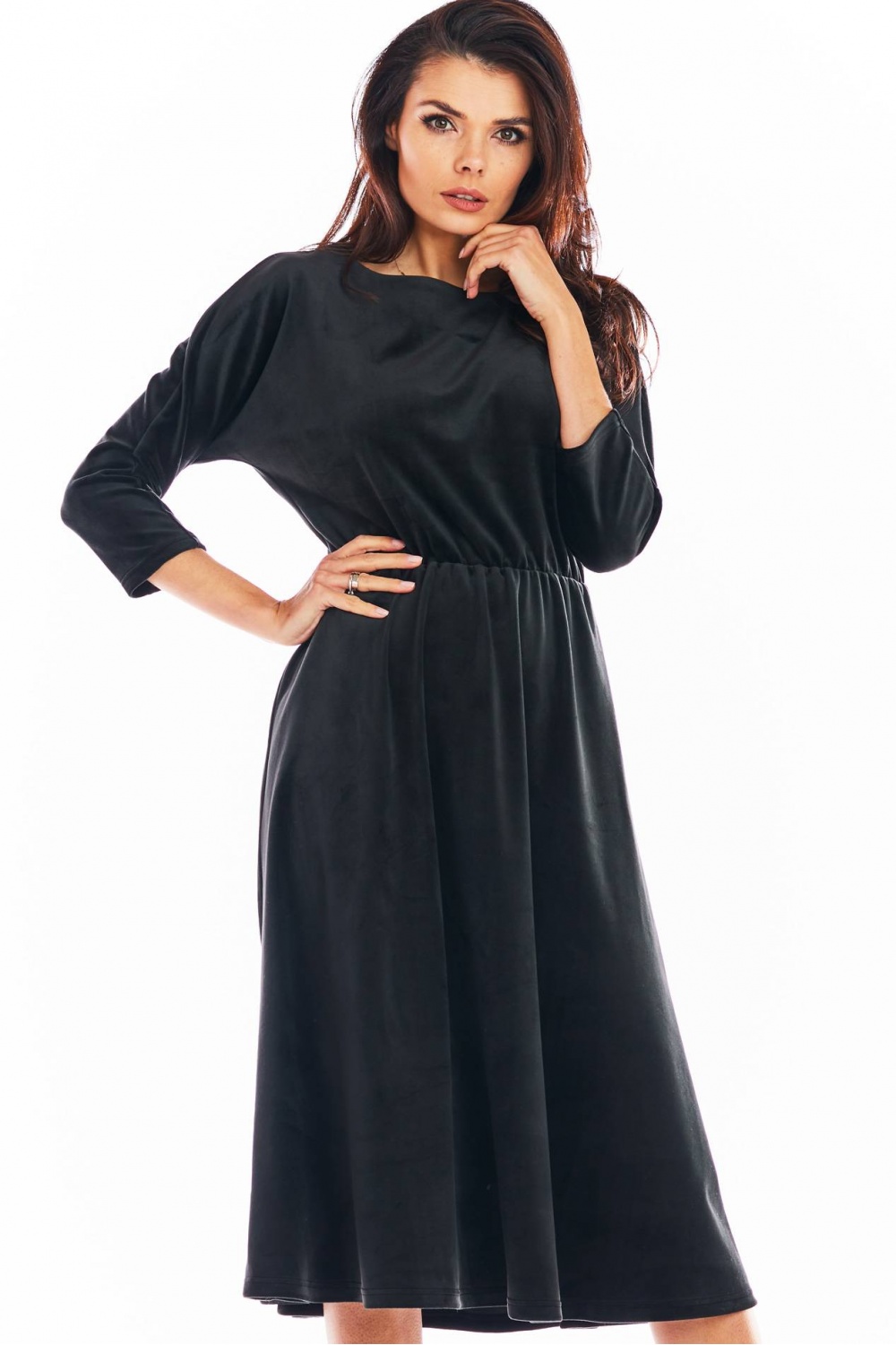 Sukienka Model A407 Welur Black - awama150734 - Czarny